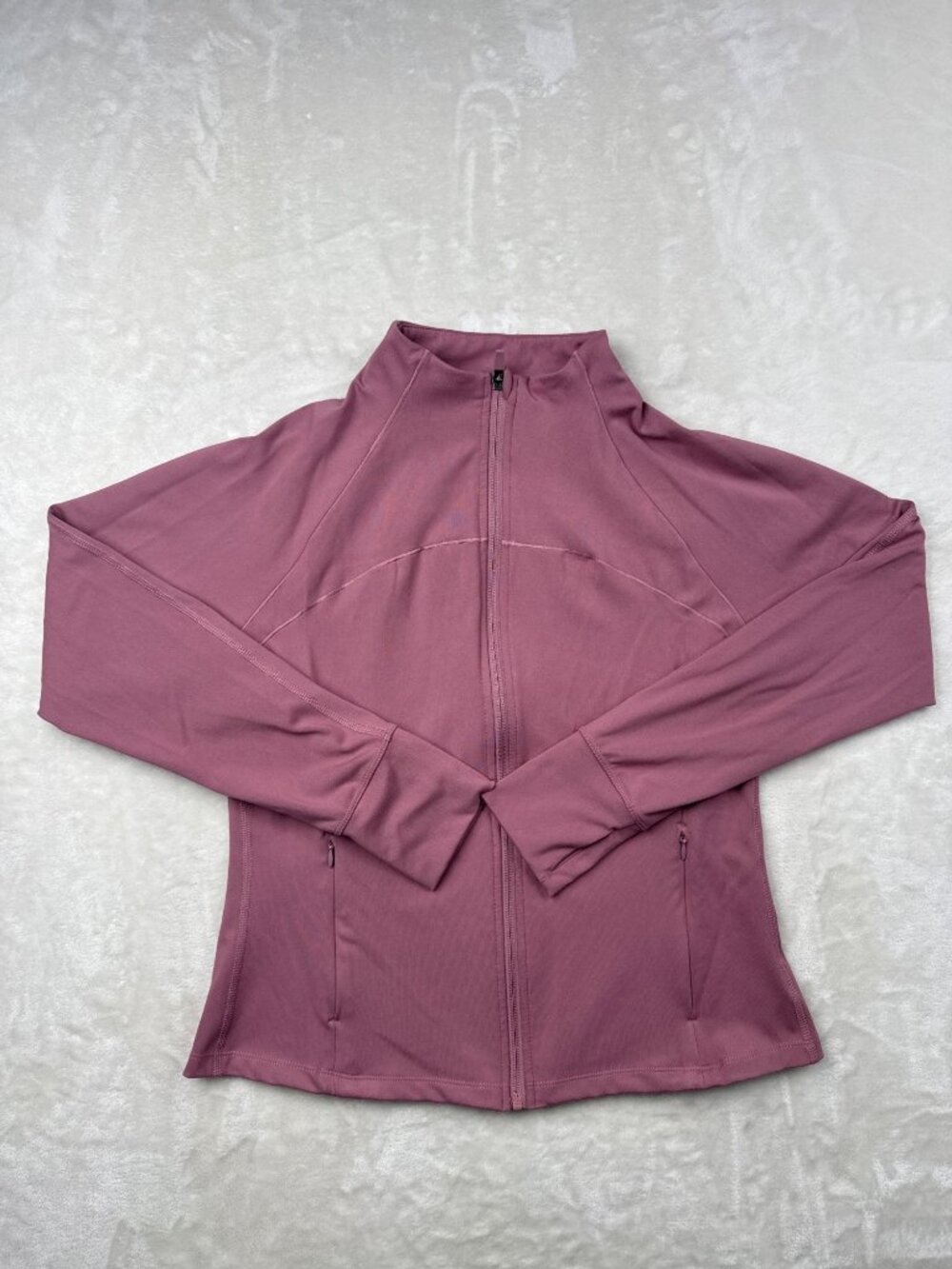 Jockey Womens Full-Zip Mock Neck Jacket In Mauve Size M Polyester Blend